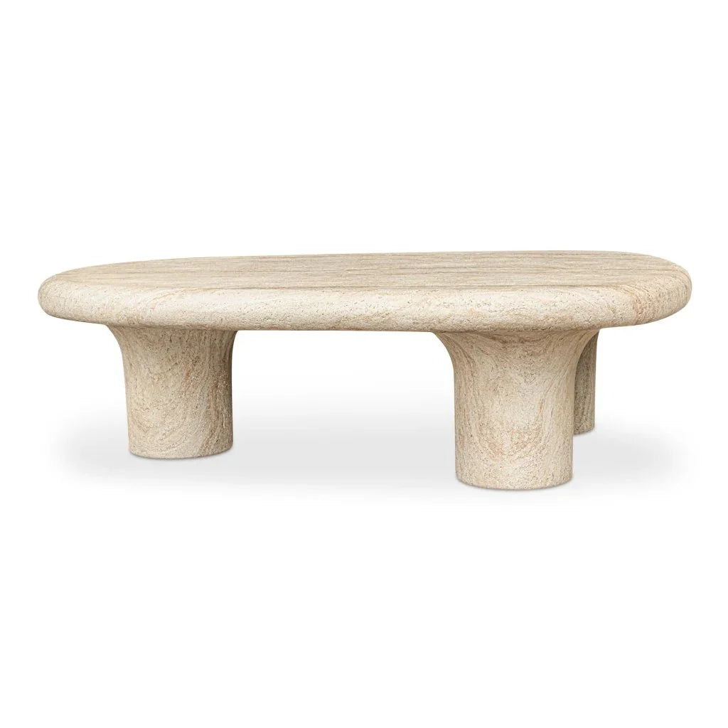 Warby Faux Travertine Cement Outdoor Coffee Table - LOOMLAN - Moe&#39;s Home - Outdoor Coffee Tables