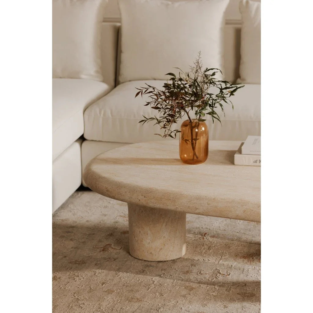 Warby Faux Travertine Cement Outdoor Coffee Table - LOOMLAN - Moe's Home - Outdoor Coffee Tables
