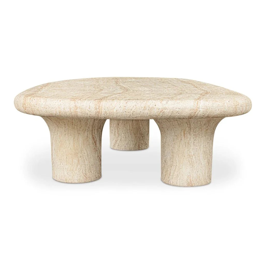 Warby Faux Travertine Cement Outdoor Coffee Table - LOOMLAN - Moe&#39;s Home - Outdoor Coffee Tables