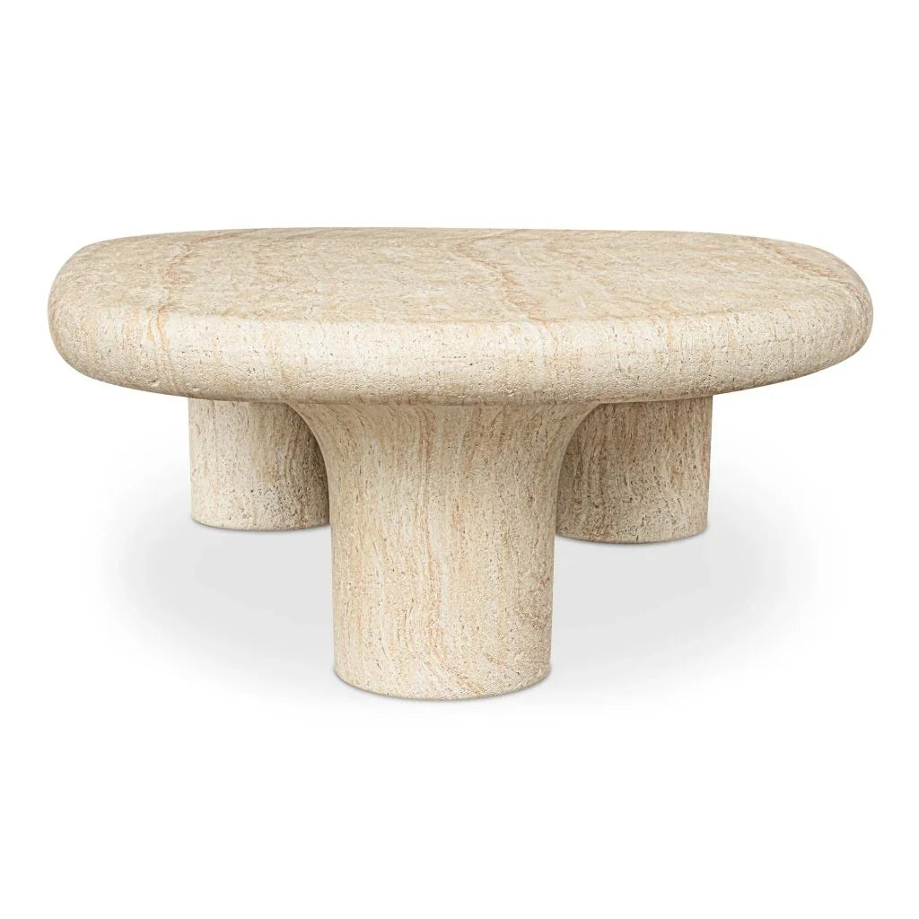 Warby Faux Travertine Cement Outdoor Coffee Table - LOOMLAN - Moe&#39;s Home - Outdoor Coffee Tables
