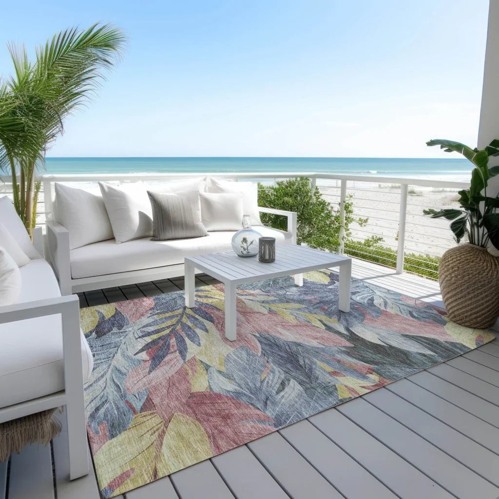 LOOMLAN Rugs Warpella Blue Washable Indoor-Outdoor Rug