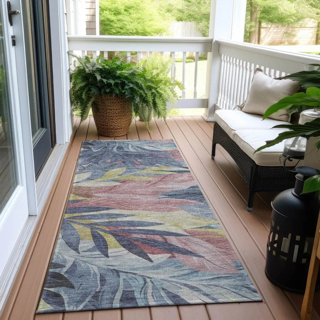 LOOMLAN Rugs Warpella Blue Washable Indoor-Outdoor Rug