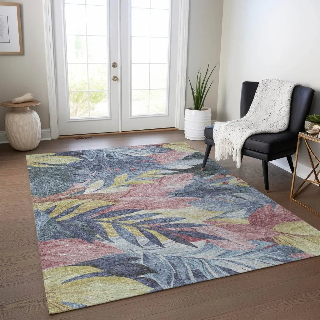 LOOMLAN Rugs Warpella Blue Washable Indoor-Outdoor Rug