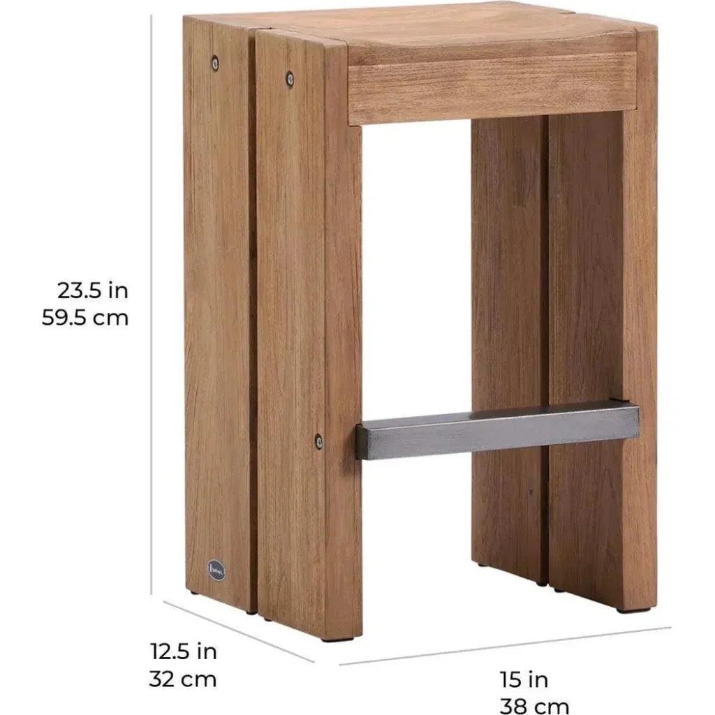 Warren Teak Counter Stools 2PC Outdoor Counter Stools - LOOMLAN - Seasonal Living - Outdoor Counter Stools