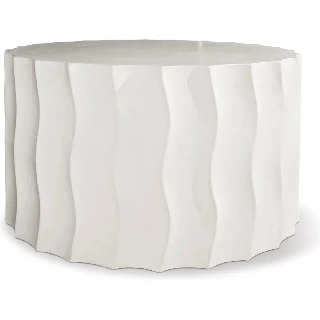 Seasonal Living Wave Accent Table (Wide) - White Outdoor End Table
