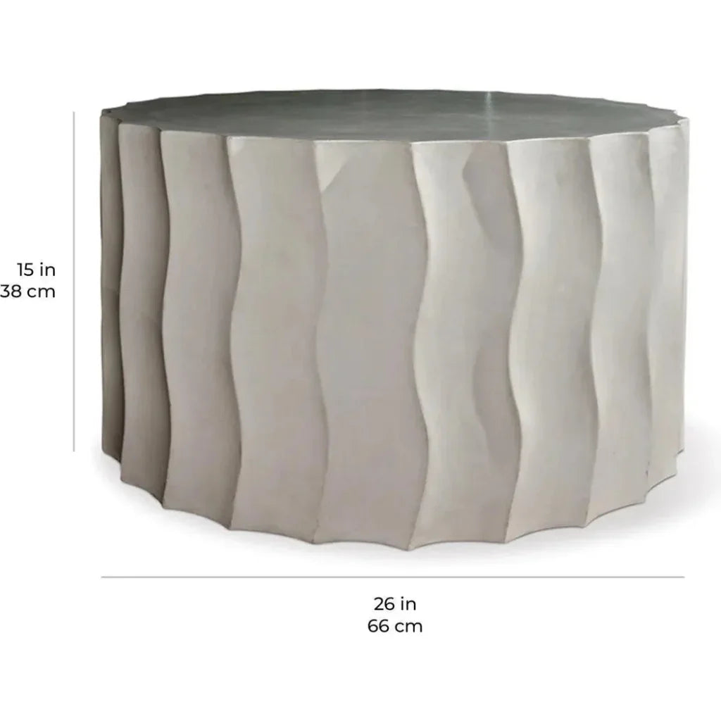 Seasonal Living Wave Accent Table (Wide) - White Outdoor End Table