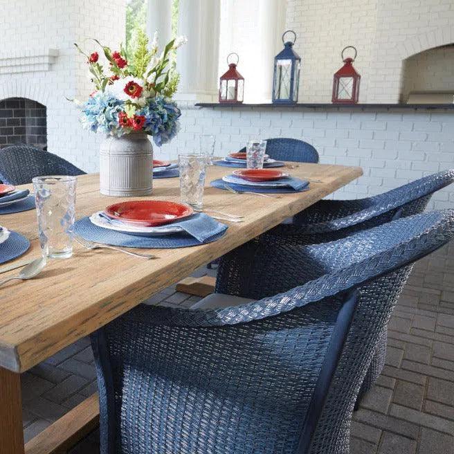 Weekend Retreat 7 PC Teak Table Set Wicker Chairs - LOOMLAN - Lloyd Flanders - Outdoor Dining Sets