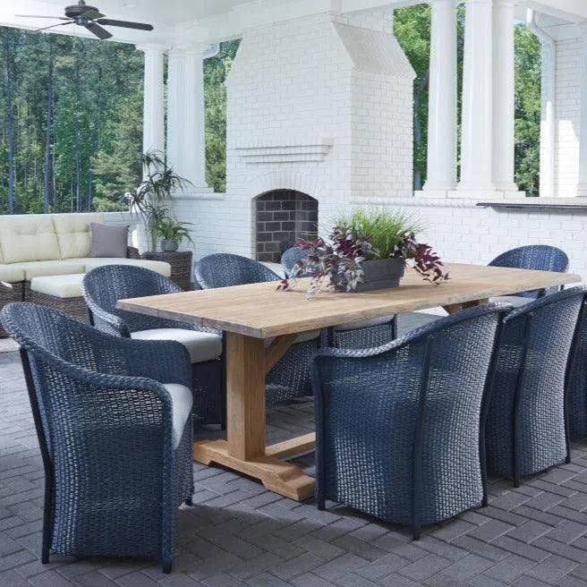 Lloyd Flanders Weekend Retreat Dining Table Set For 8 Wicker Chairs