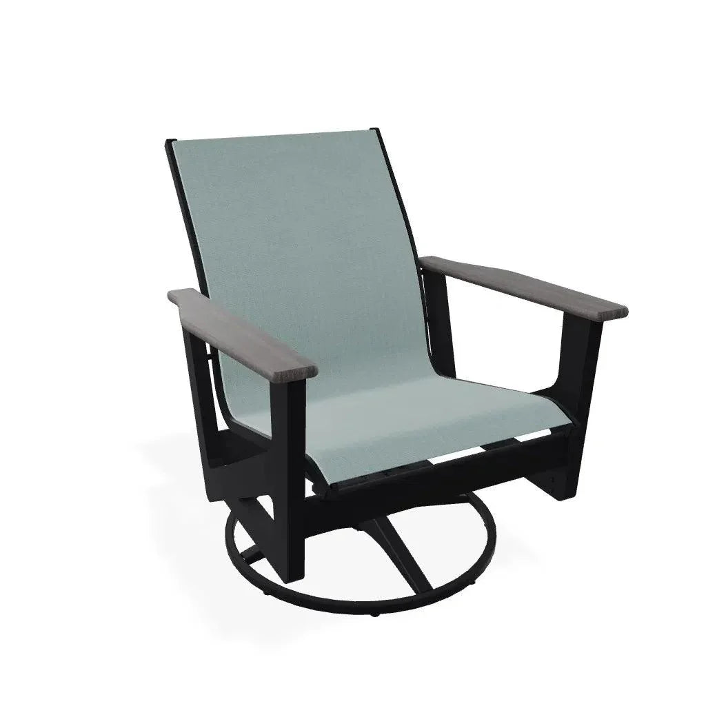 Wexler Sling Chat Height Swivel Rocker Polymer Arms - LOOMLAN - Telescope - Outdoor Accent Chairs