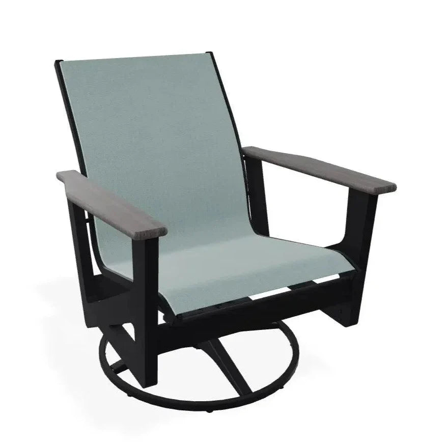 Wexler Sling Chat Height Swivel Rocker Polymer Arms-Outdoor Accent Chairs-Telescope-LOOMLAN