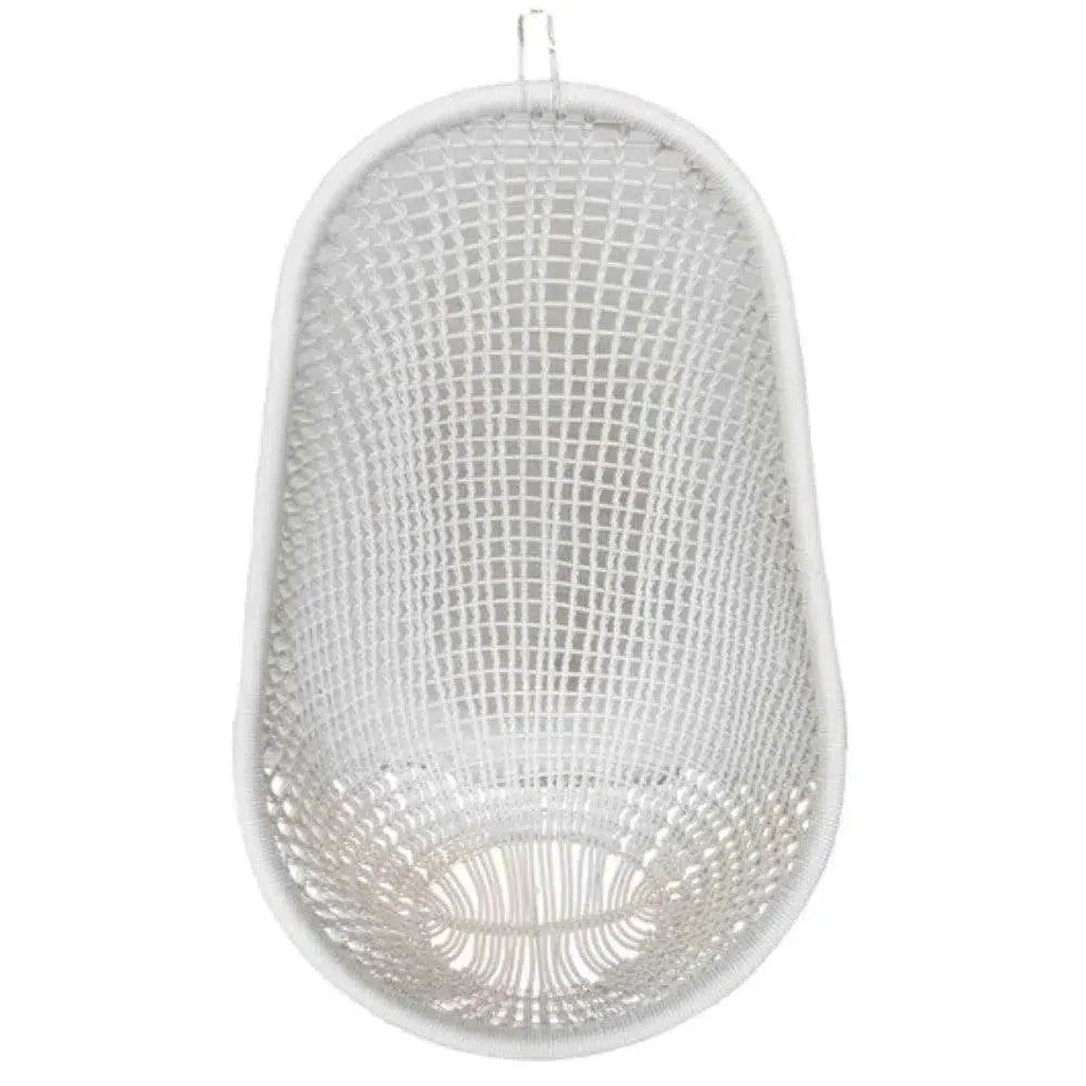 White Pod Rattan and Aluminum Hanging Chair - LOOMLAN - Artesia - Outdoor Hanging Chairs