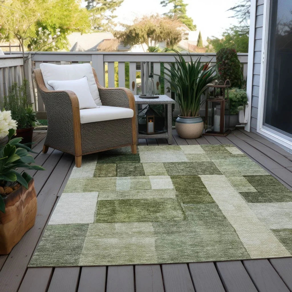 LOOMLAN Rugs Wovari Green Washable Indoor-Outdoor Rug