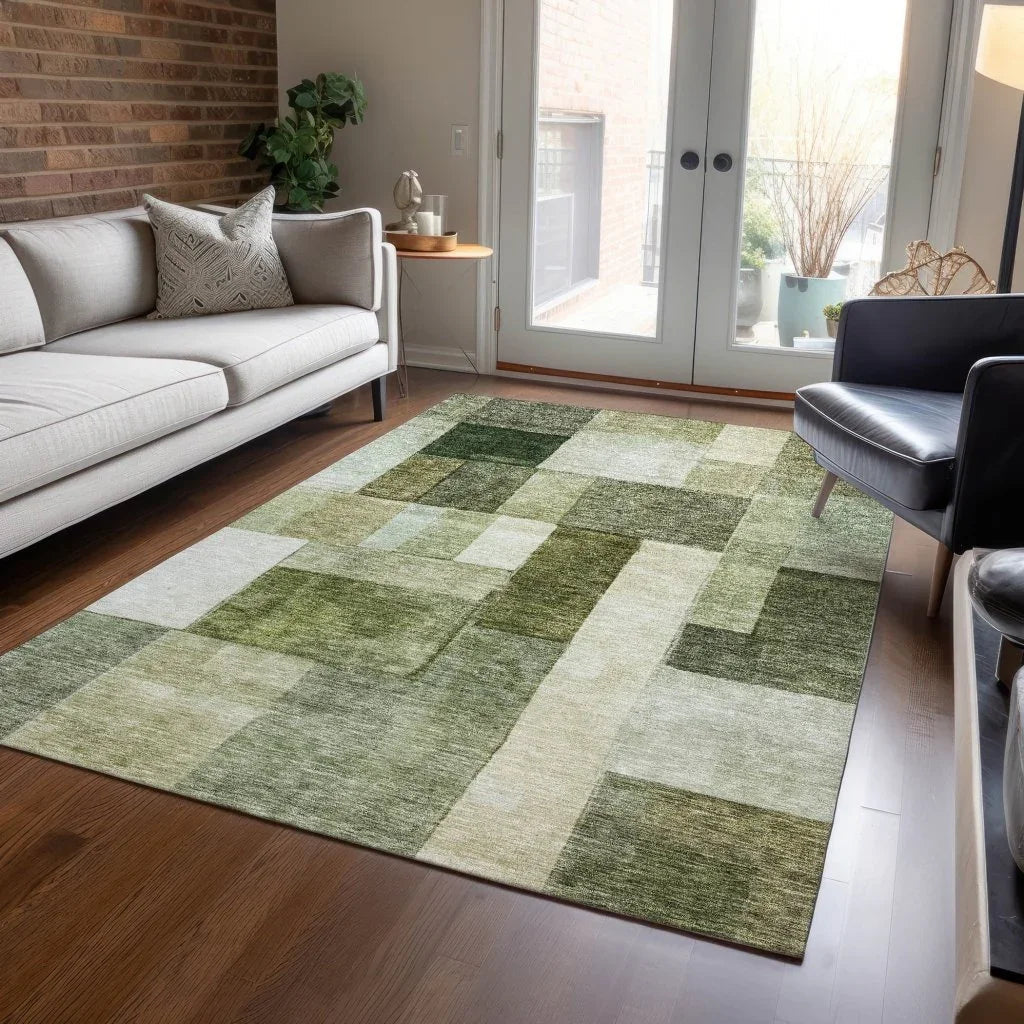 LOOMLAN Rugs Wovari Green Washable Indoor-Outdoor Rug