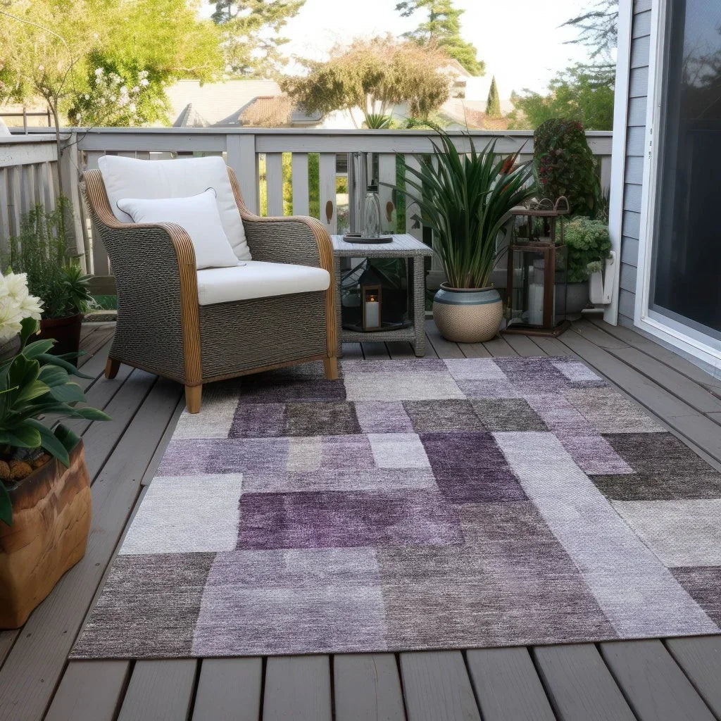LOOMLAN Rugs Wovari Purple Washable Indoor-Outdoor Rug