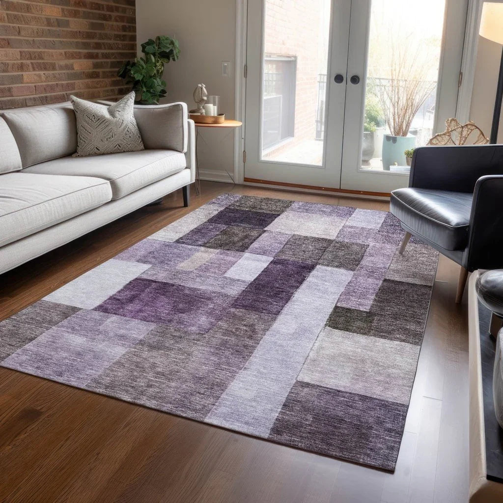 LOOMLAN Rugs Wovari Purple Washable Indoor-Outdoor Rug