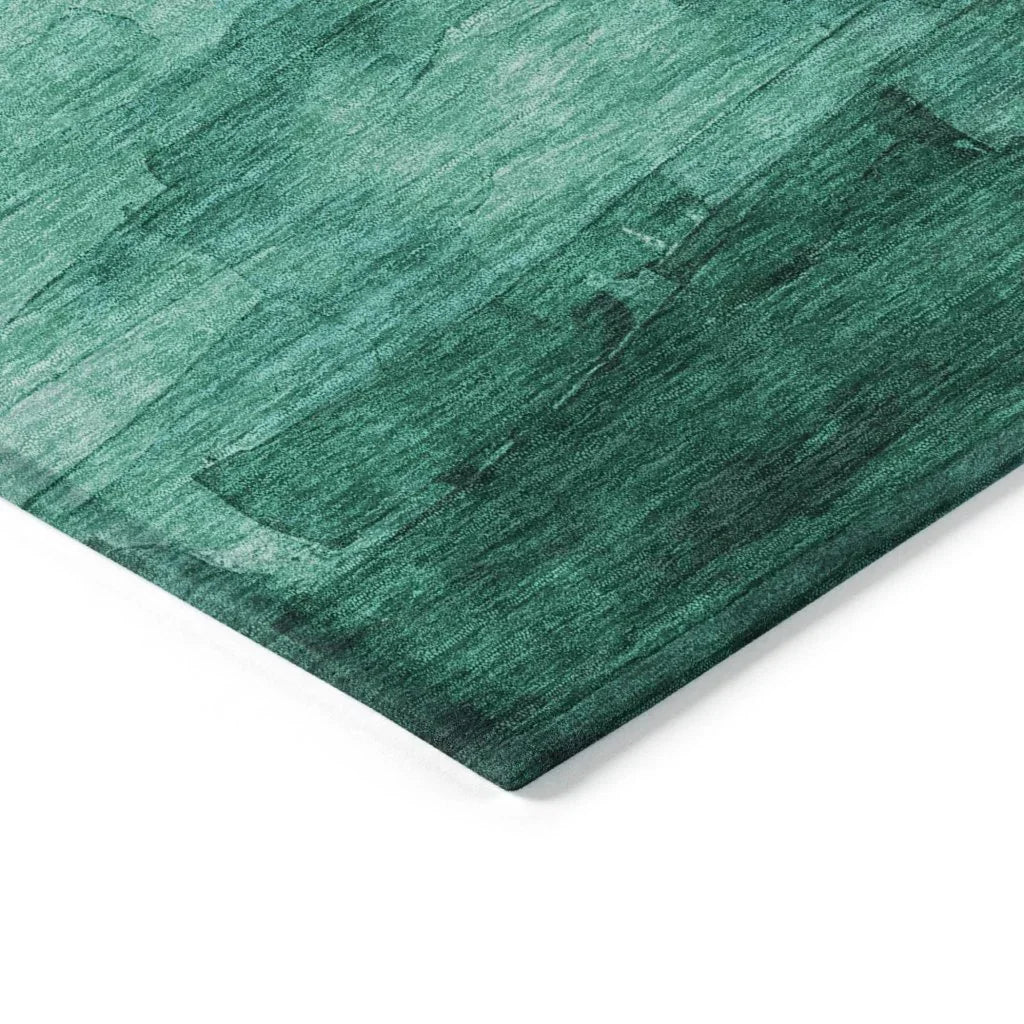 LOOMLAN Rugs Wyrnleaf Teal Washable Indoor-Outdoor Rug