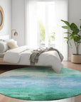 LOOMLAN Rugs Wyrnleaf Teal Washable Indoor-Outdoor Rug