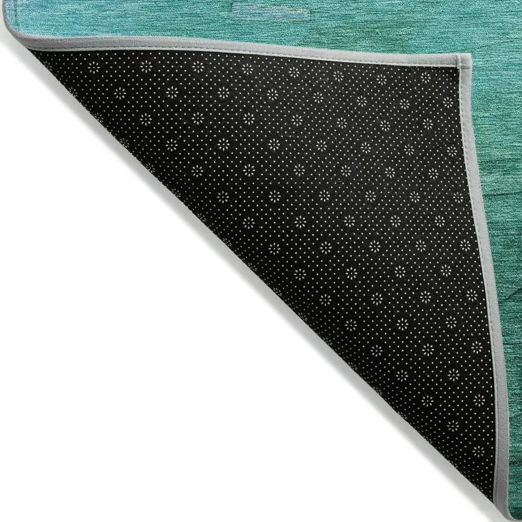 LOOMLAN Rugs Wyrnleaf Teal Washable Indoor-Outdoor Rug
