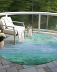 LOOMLAN Rugs Wyrnleaf Teal Washable Indoor-Outdoor Rug