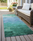 LOOMLAN Rugs Wyrnleaf Teal Washable Indoor-Outdoor Rug