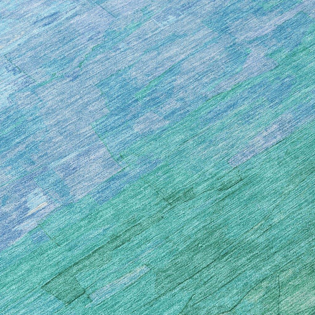 LOOMLAN Rugs Wyrnleaf Teal Washable Indoor-Outdoor Rug