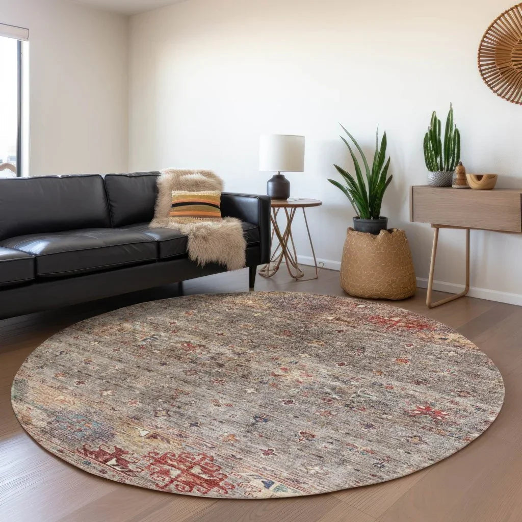 LOOMLAN Rugs Yaniqa Gray Washable Indoor-Outdoor Rug