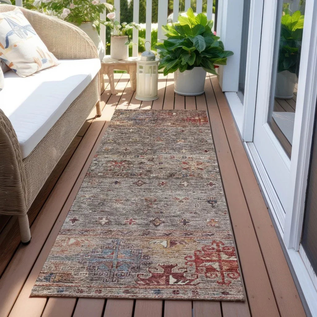 LOOMLAN Rugs Yaniqa Gray Washable Indoor-Outdoor Rug