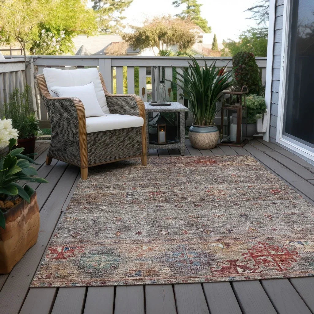 LOOMLAN Rugs Yaniqa Gray Washable Indoor-Outdoor Rug