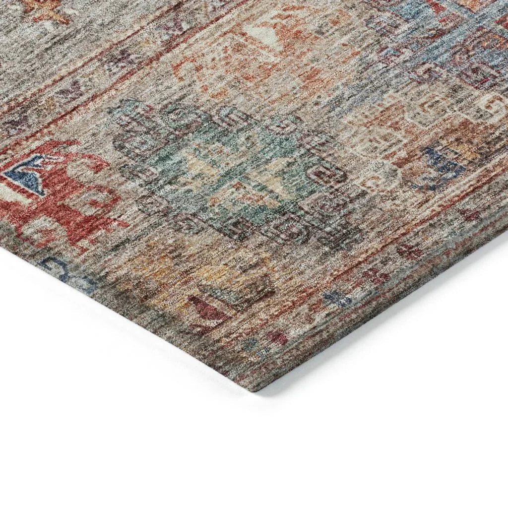 LOOMLAN Rugs Yaniqa Gray Washable Indoor-Outdoor Rug