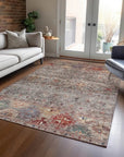 LOOMLAN Rugs Yaniqa Gray Washable Indoor-Outdoor Rug