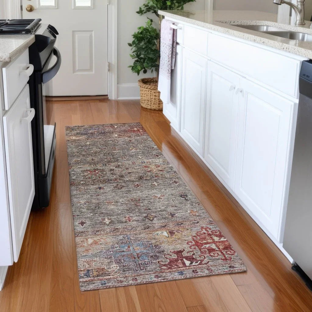 LOOMLAN Rugs Yaniqa Gray Washable Indoor-Outdoor Rug