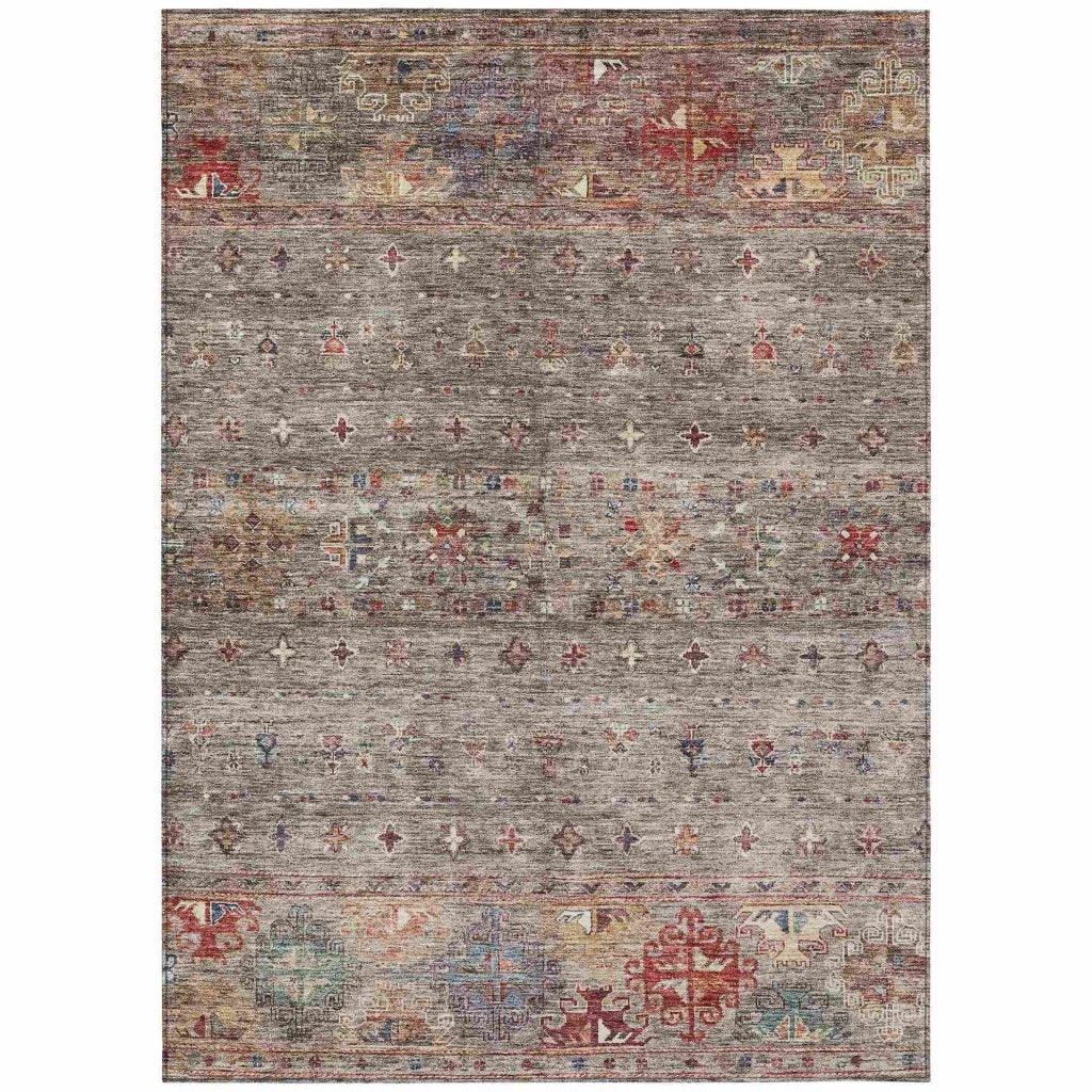 LOOMLAN Rugs Yaniqa Gray Washable Indoor-Outdoor Rug