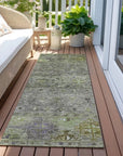 LOOMLAN Rugs Yaniqa Green Washable Indoor-Outdoor Rug