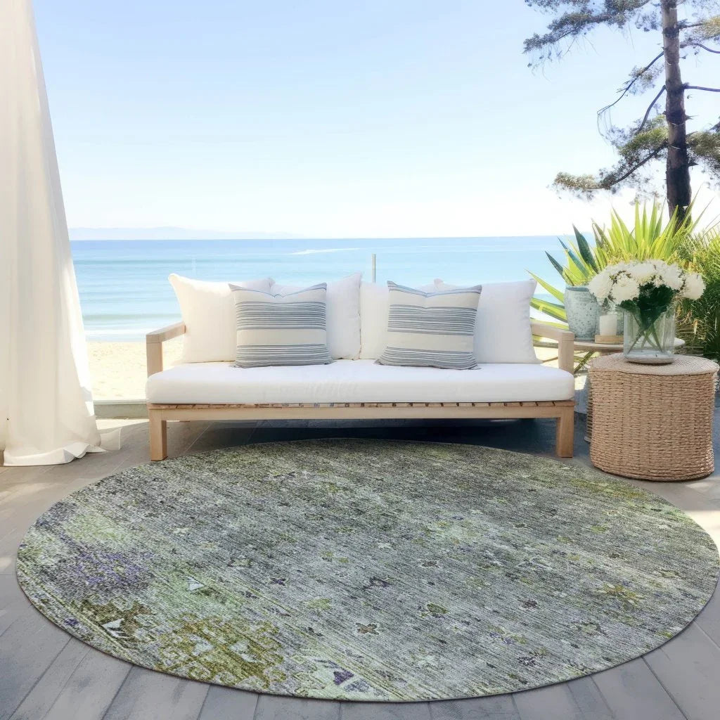 LOOMLAN Rugs Yaniqa Green Washable Indoor-Outdoor Rug