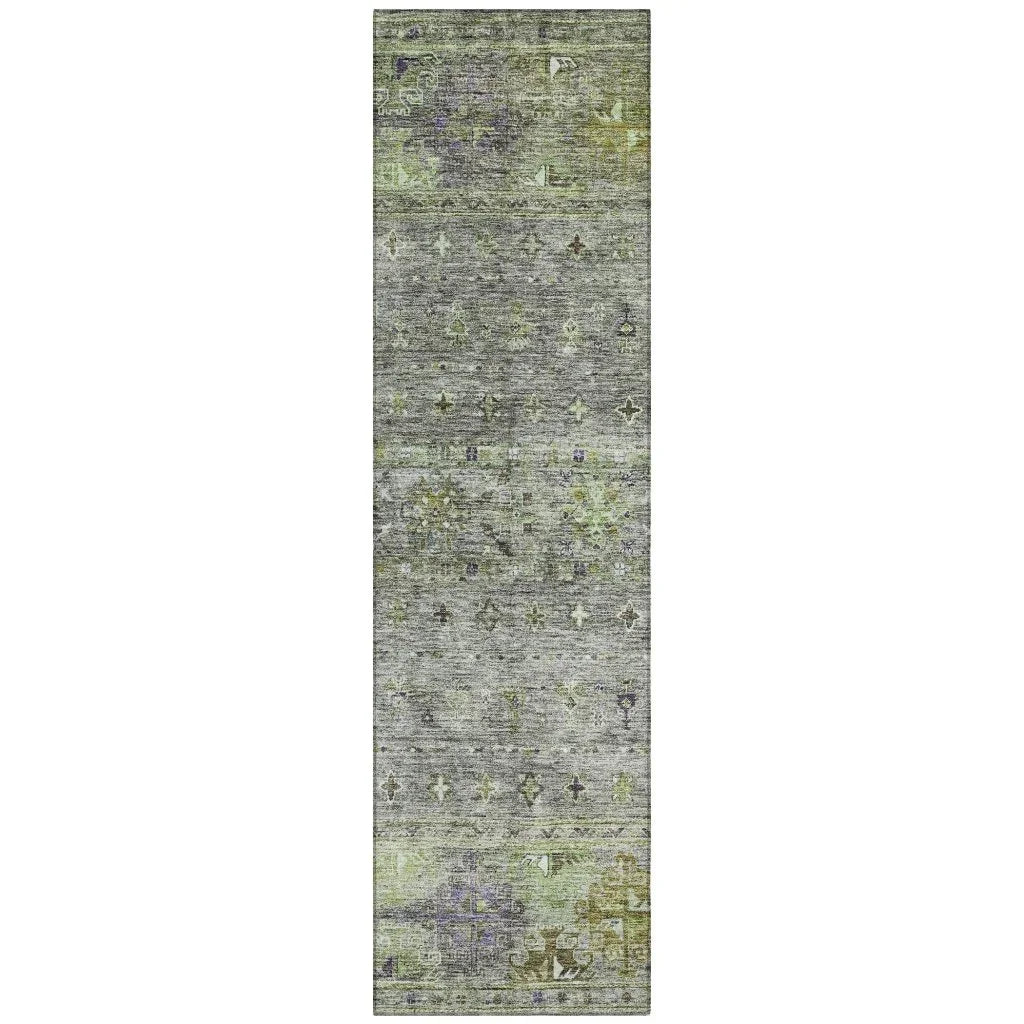 LOOMLAN Rugs Yaniqa Green Washable Indoor-Outdoor Rug