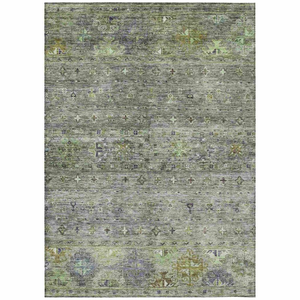 LOOMLAN Rugs Yaniqa Green Washable Indoor-Outdoor Rug