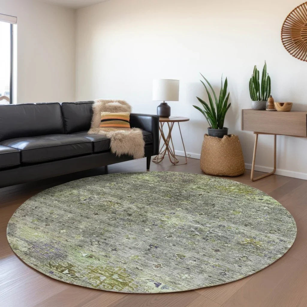 LOOMLAN Rugs Yaniqa Green Washable Indoor-Outdoor Rug