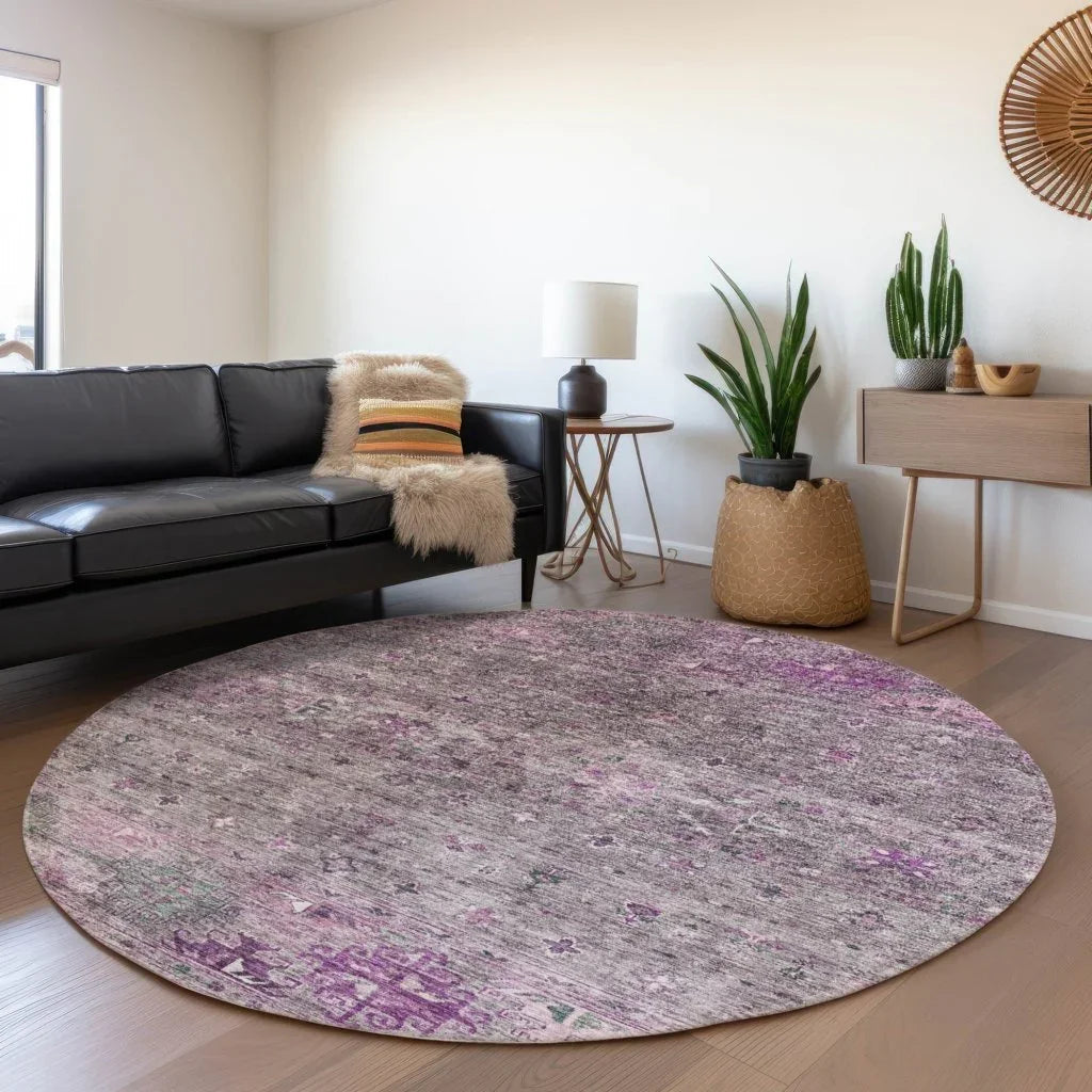 LOOMLAN Rugs Yaniqa Purple Washable Indoor-Outdoor Rug