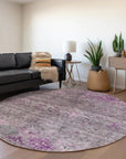LOOMLAN Rugs Yaniqa Purple Washable Indoor-Outdoor Rug