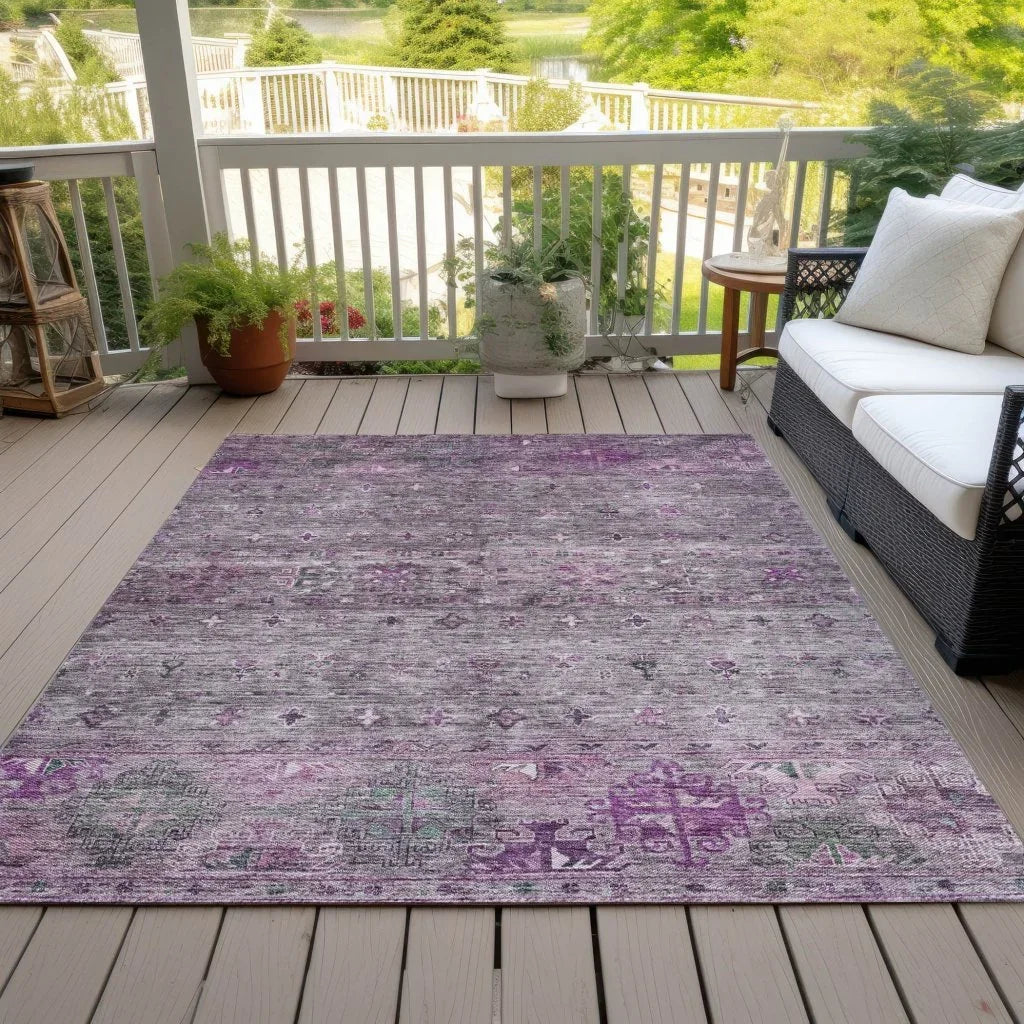 LOOMLAN Rugs Yaniqa Purple Washable Indoor-Outdoor Rug