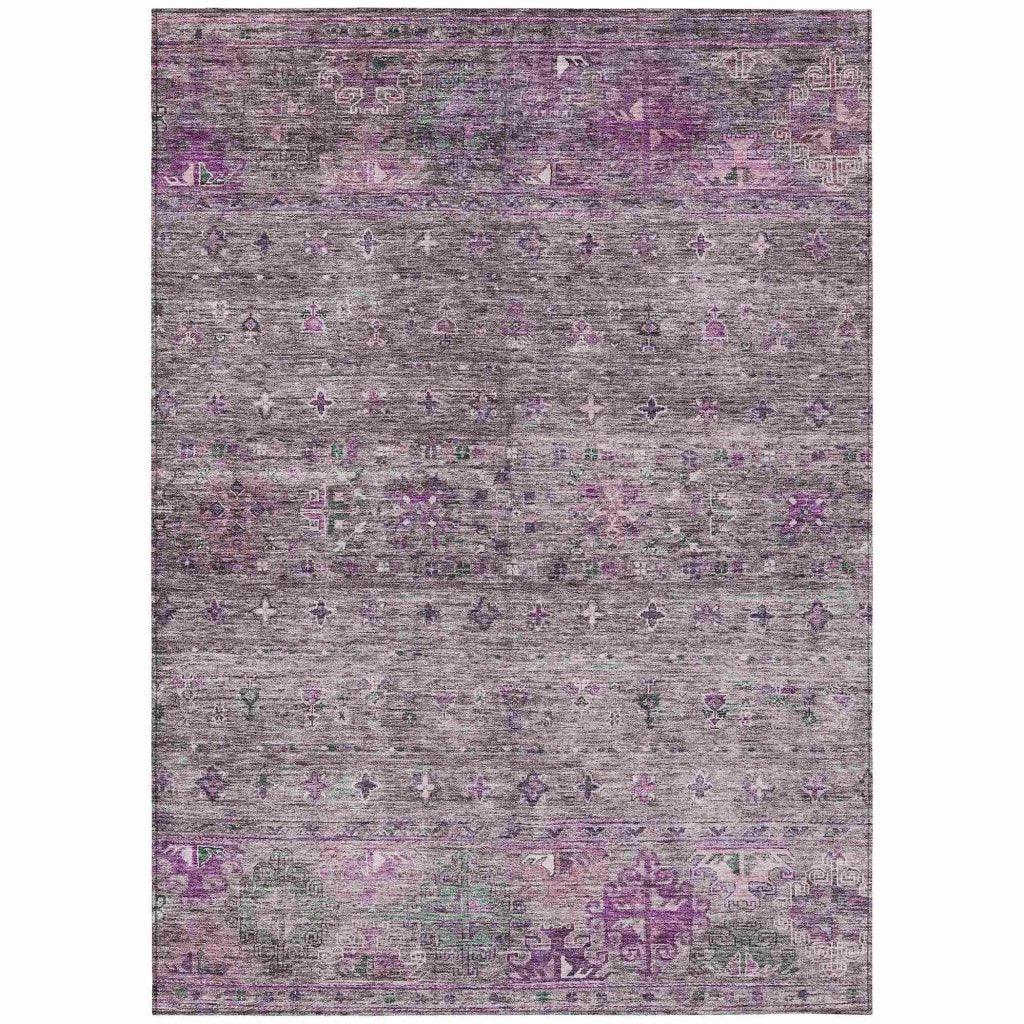 LOOMLAN Rugs Yaniqa Purple Washable Indoor-Outdoor Rug
