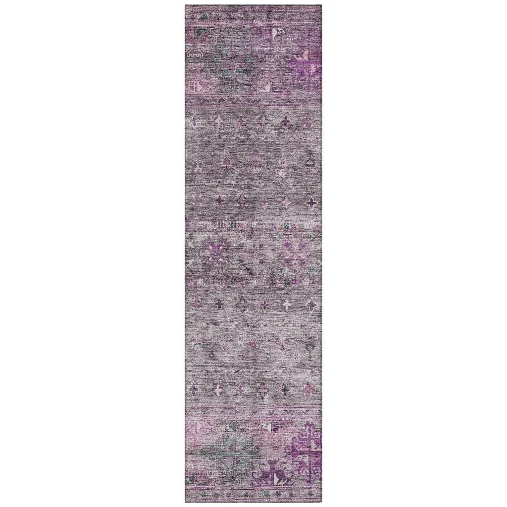 LOOMLAN Rugs Yaniqa Purple Washable Indoor-Outdoor Rug
