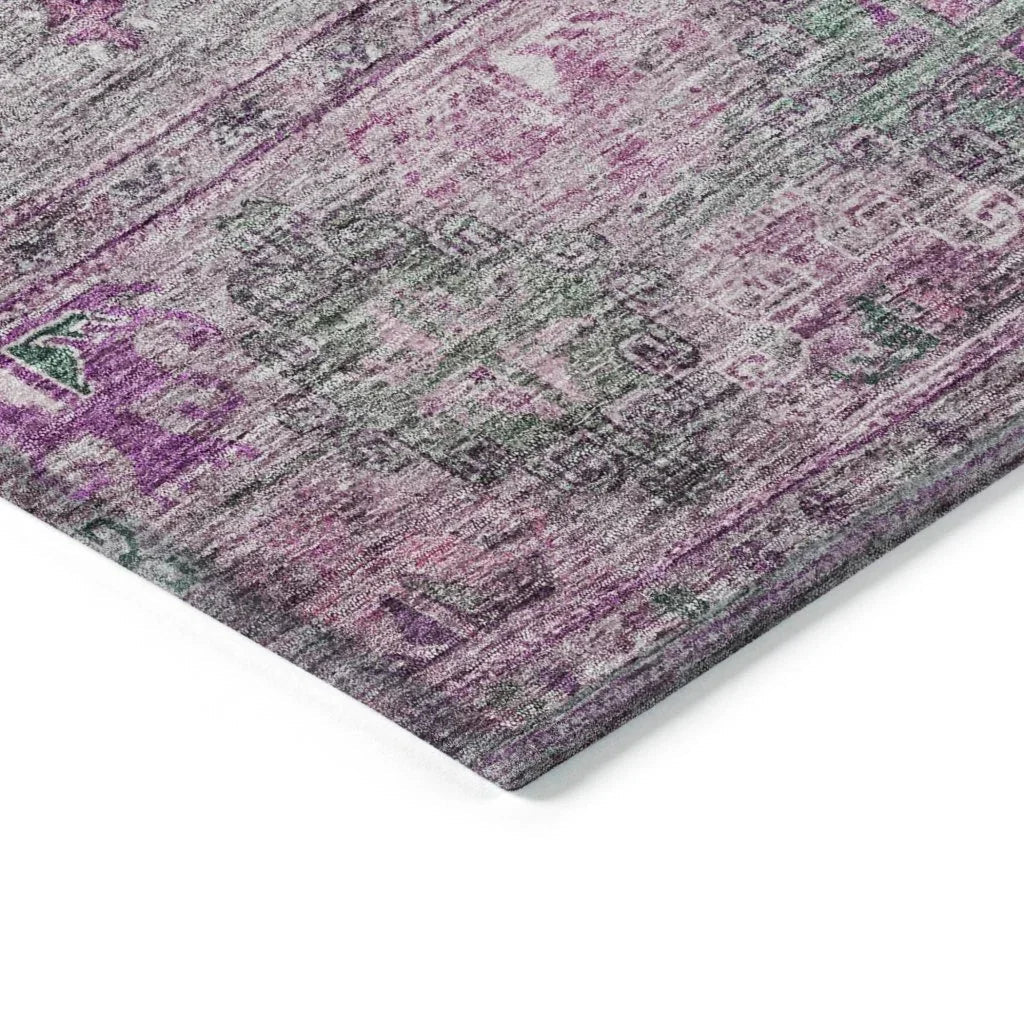 LOOMLAN Rugs Yaniqa Purple Washable Indoor-Outdoor Rug