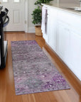 LOOMLAN Rugs Yaniqa Purple Washable Indoor-Outdoor Rug