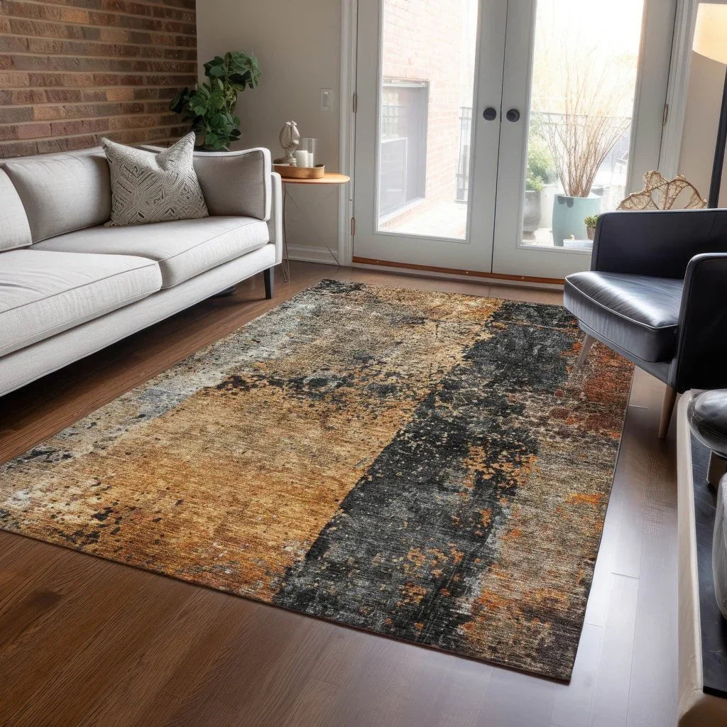 LOOMLAN Rugs Yasmineh Orange Washable Indoor-Outdoor Rug