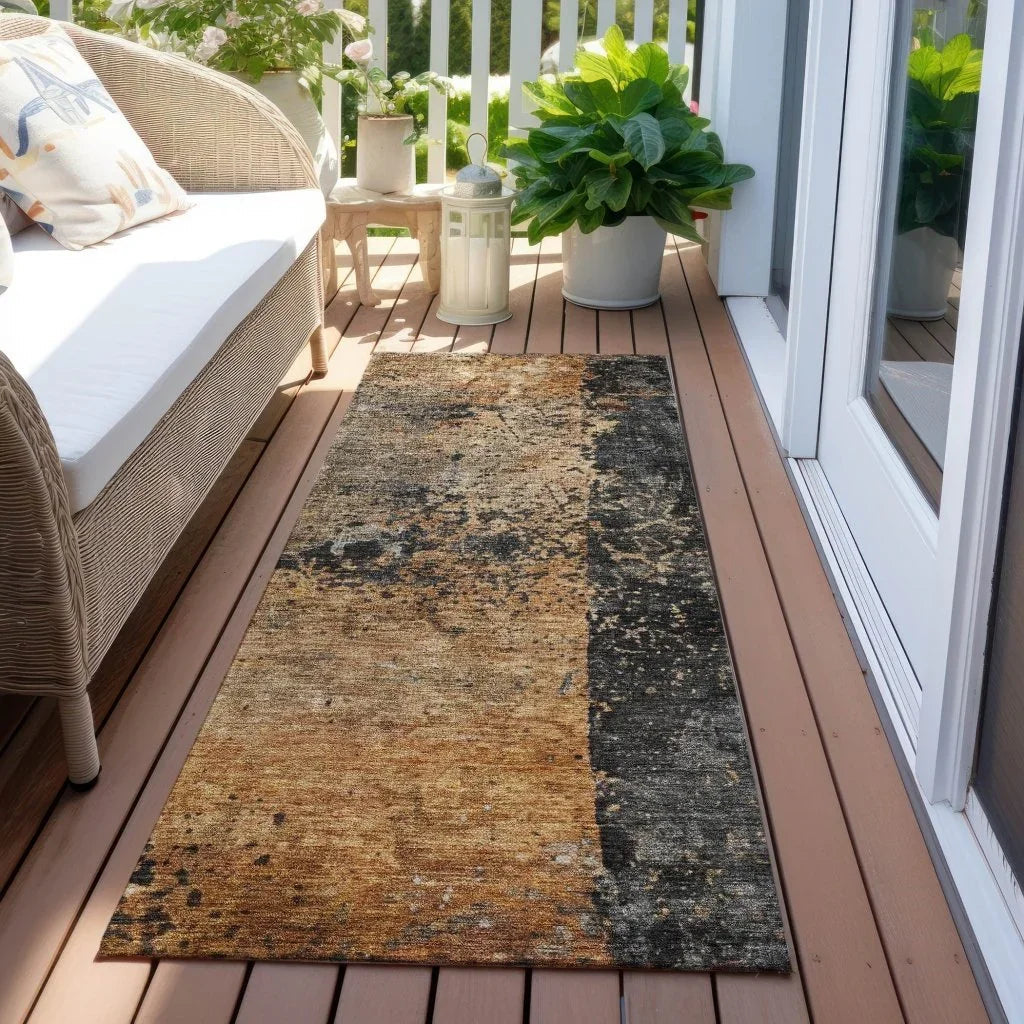 LOOMLAN Rugs Yasmineh Orange Washable Indoor-Outdoor Rug