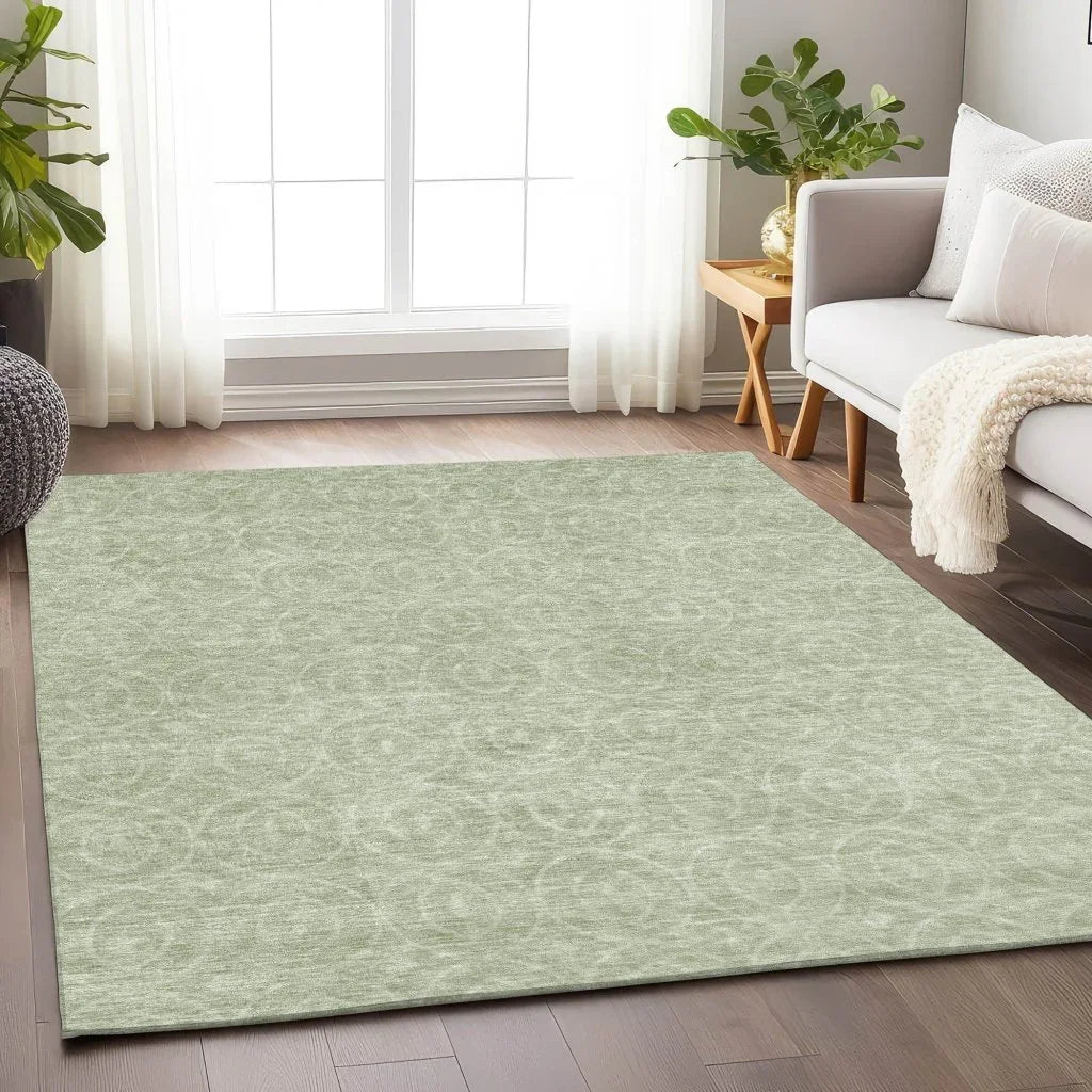 LOOMLAN Rugs Zafrine Green Washable Indoor-Outdoor Rug