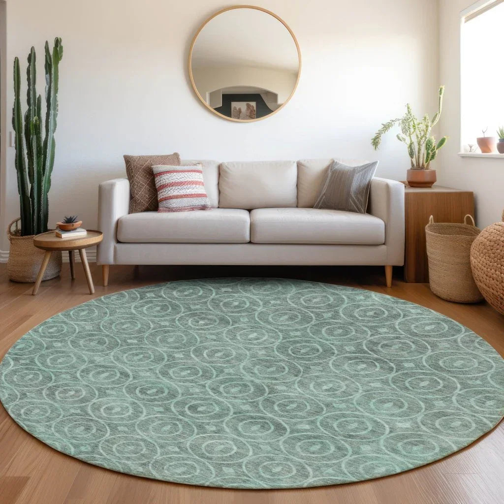 LOOMLAN Rugs Zafrine Teal Washable Indoor-Outdoor Rug