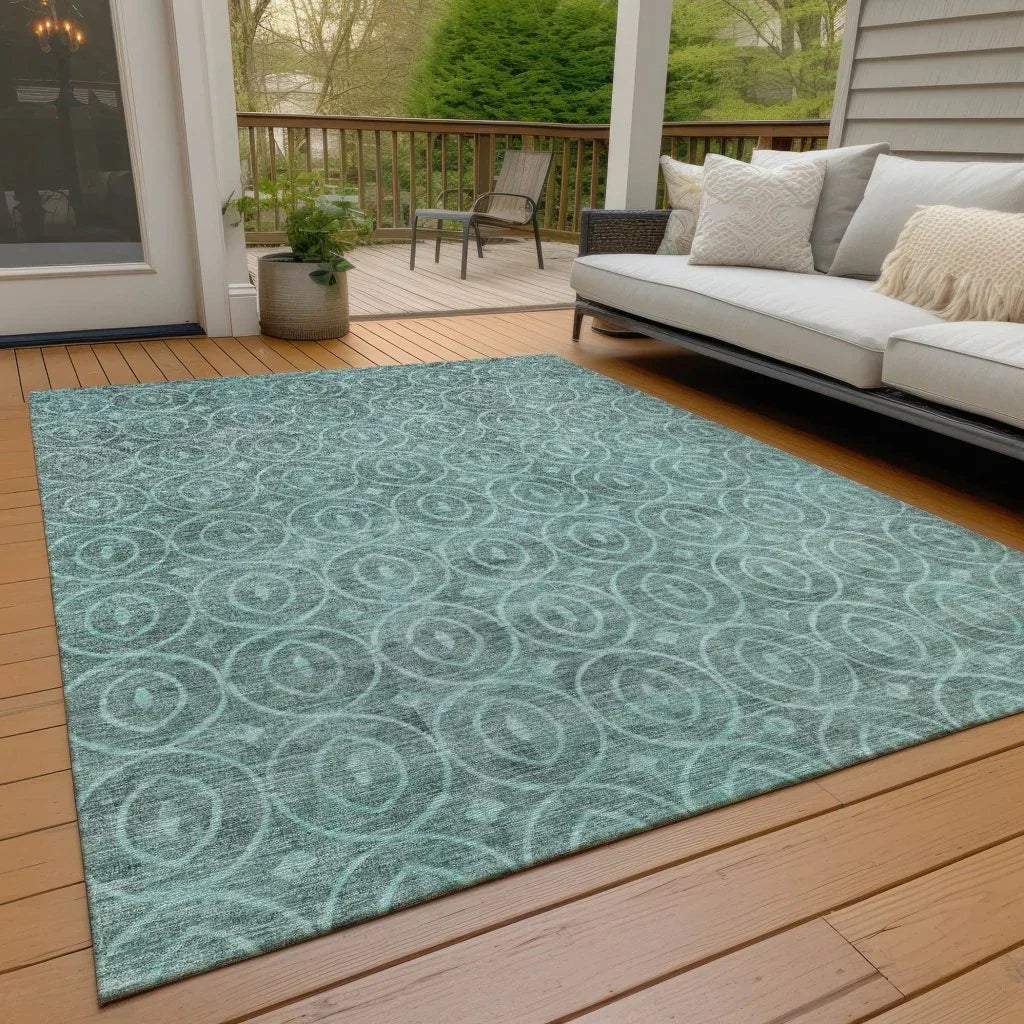 LOOMLAN Rugs Zafrine Teal Washable Indoor-Outdoor Rug
