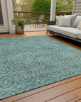 LOOMLAN Rugs Zafrine Teal Washable Indoor-Outdoor Rug